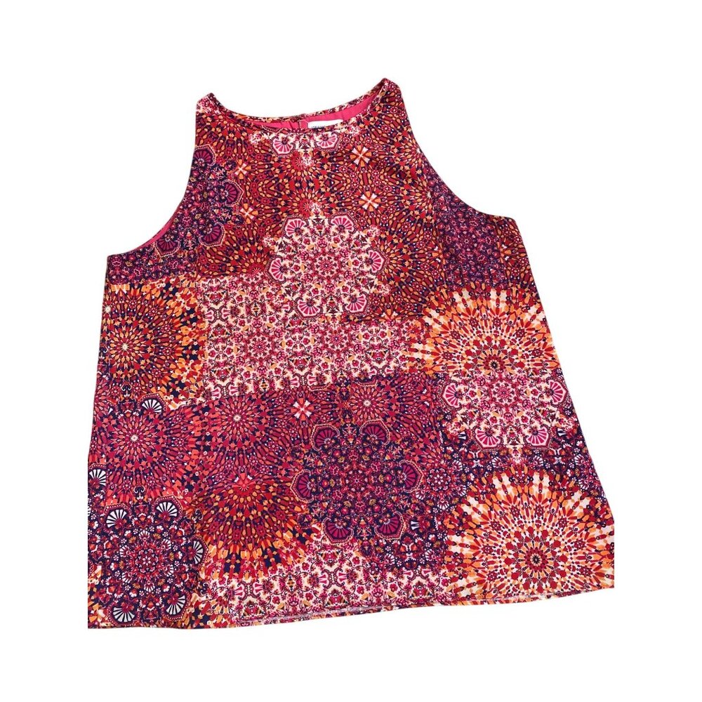 Adrienne Vittadini Womens Sleeveless Multicolor Mandala Print Top Size Large Boh